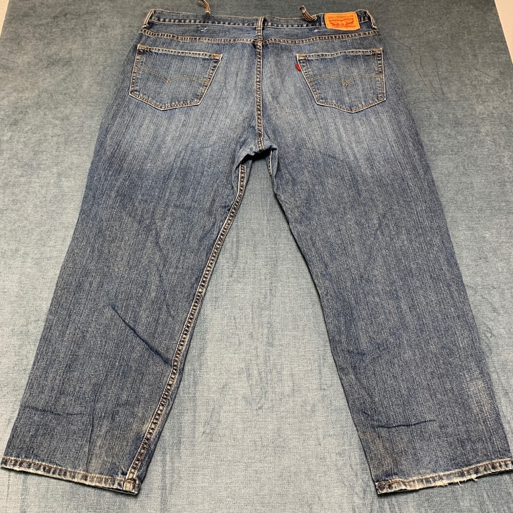 Levi's 550 Jeans Mens 44x29 Blue Denim Cotton Stretch Relaxed Fit Straight Leg